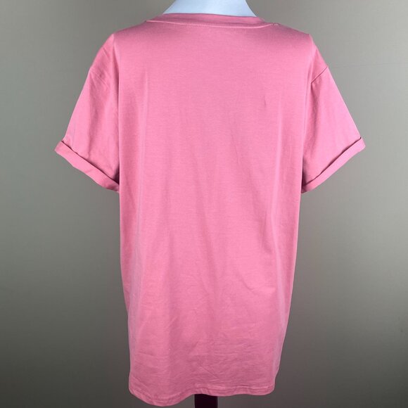 Elizabeth Kelly NWT Crew Neck Tee Top Plus Size 2XL Salmon Pink, Ruffled Pocket - Picture 5 of 10
